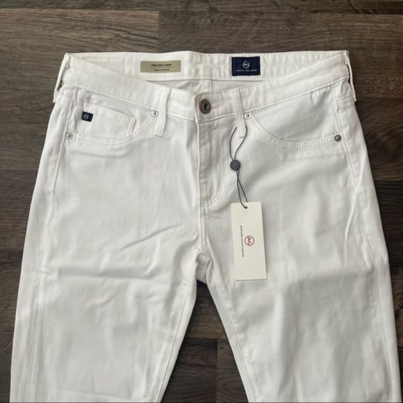 AG Adriano Goldschmied Stilt Crop Pants White Soft to Touch Mid Rise Pants - Picture 6 of 12